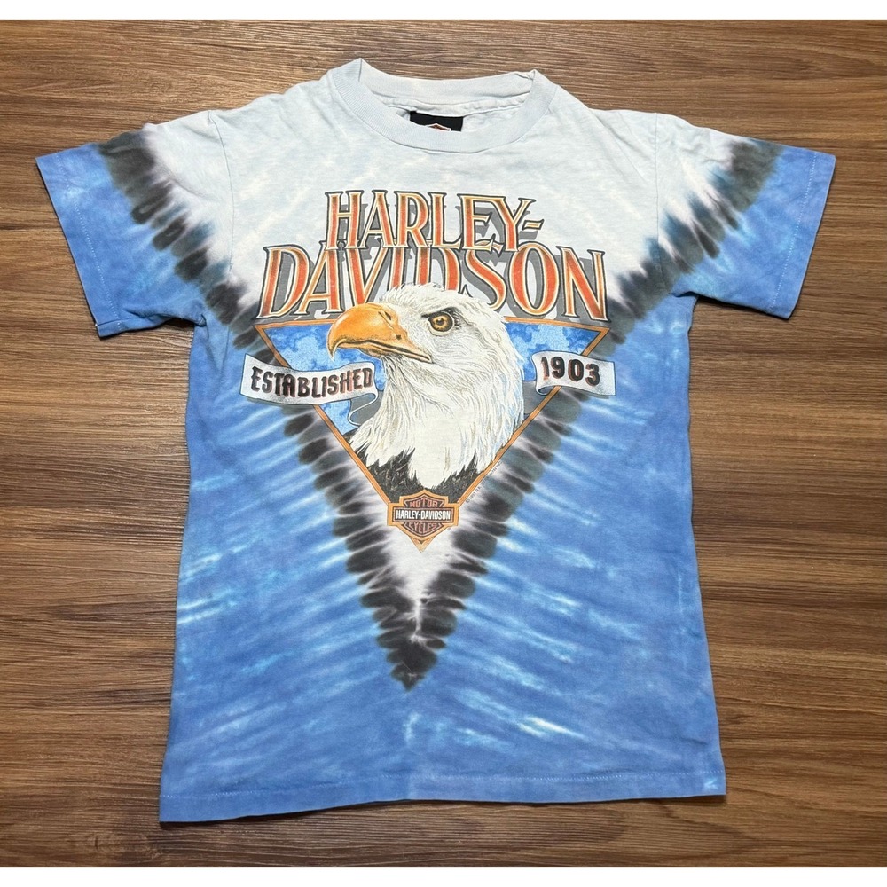 Vintage 90's Harley Davidson Sturgis Eagle Tie Dye T-Shirt Hanes Beefy-T Sz S